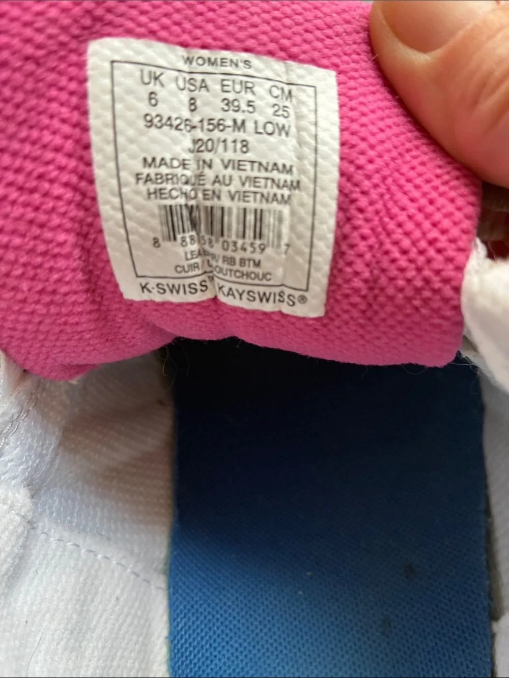 K-Swiss Women's Classic White Athletic Sneakers with Pink Accents- Size 8 - Picture 6 of 10